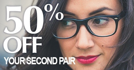 50 percent off your second pair of glasses