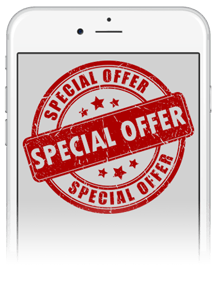 Smart phone displaying special offer text