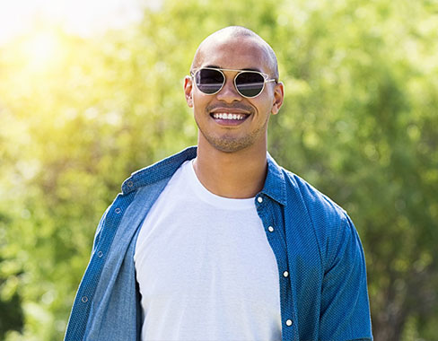 Man wearing Polarized Lens Sunglasses