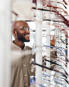 Eyeglasses selection at Bard Optical in Champaign, IL