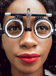 Woman getting an eye exam 