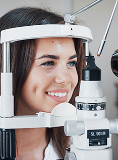 Woman getting an eye exam