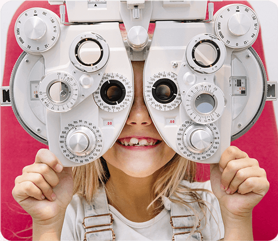 Little girl getting a pediatric eye exam