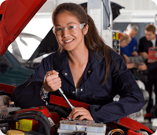 Woman wearing eyewear safety goggles